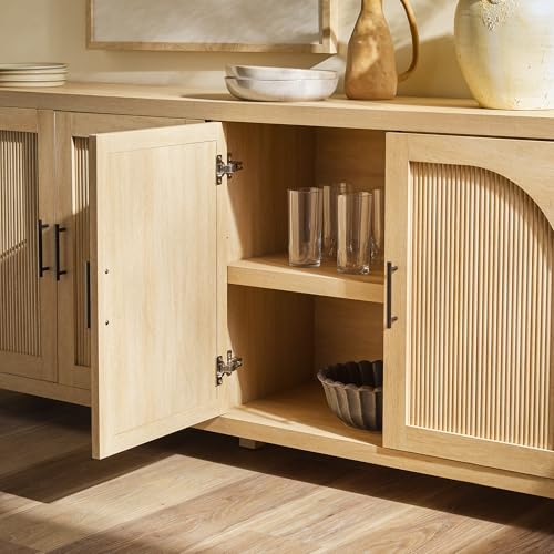 70 Inch Coastal Oak 4-Door Sideboard Buffet N95138