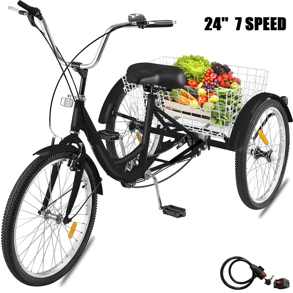 26 inch 7-Speed Adult Tricycle with Basket U495304