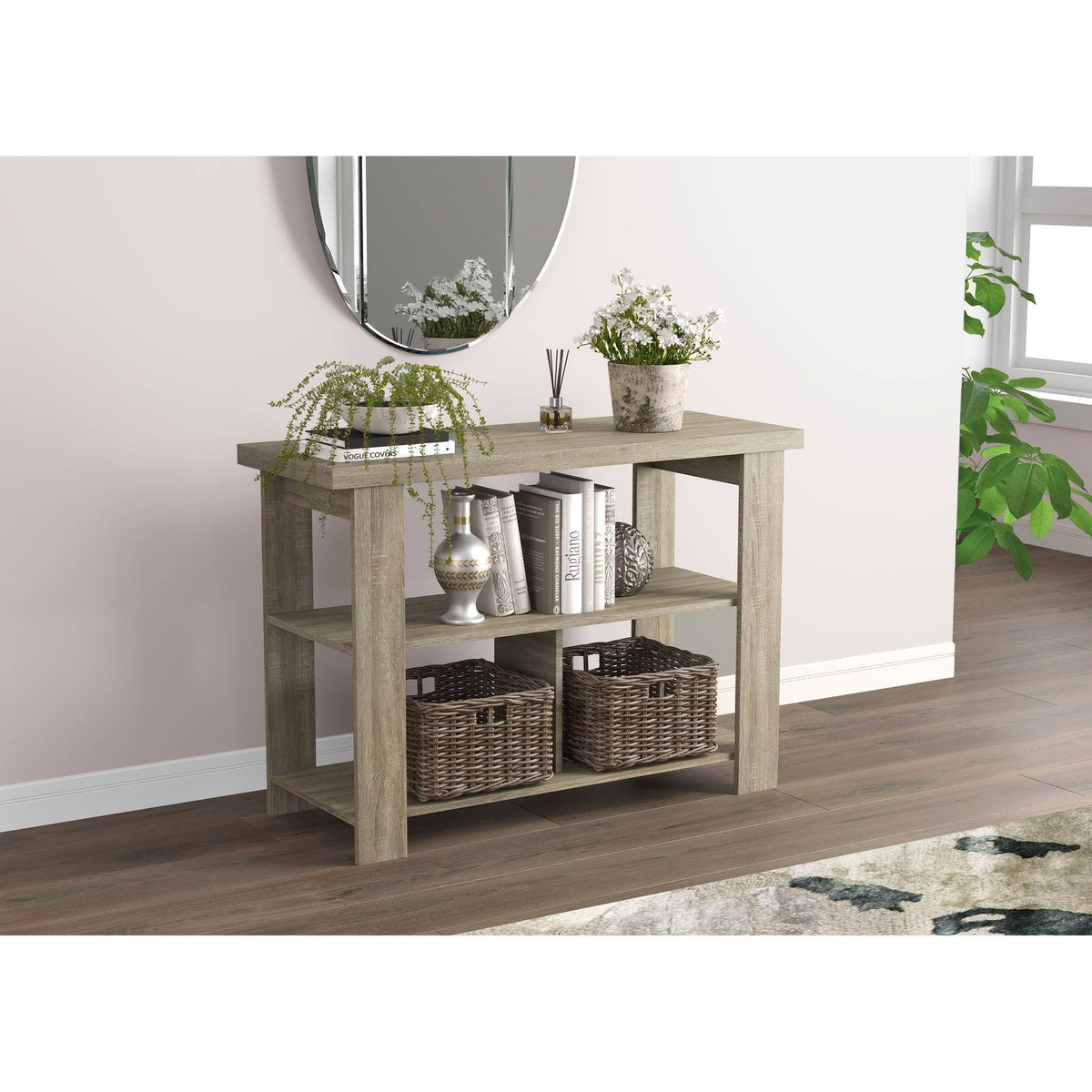 Dark Taupe 3 Shelves Console Table M447