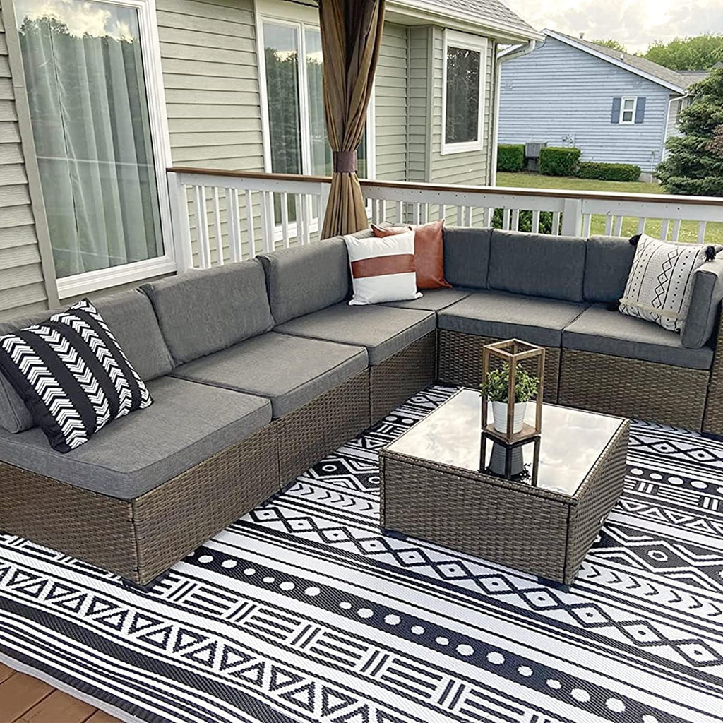 7pcs Wicker Sectional Sofa with Cushions W492101