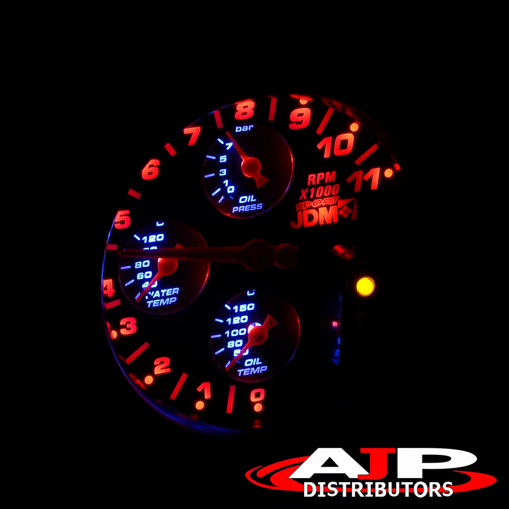 5" Black Face 4-in-1 Tachometer Gauge with Oil Water Temperature Pressure T46682
