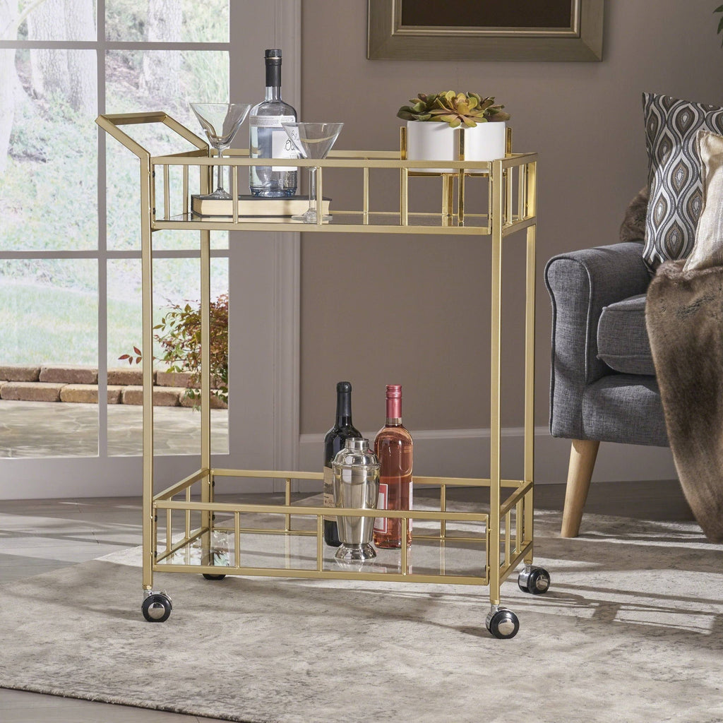 Black Glass Bar Cart K777