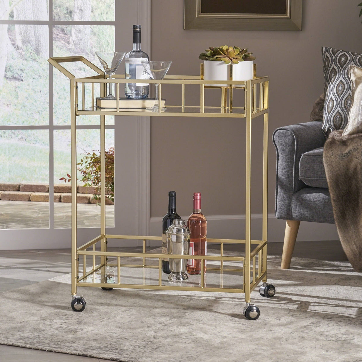 Black Glass Bar Cart K777