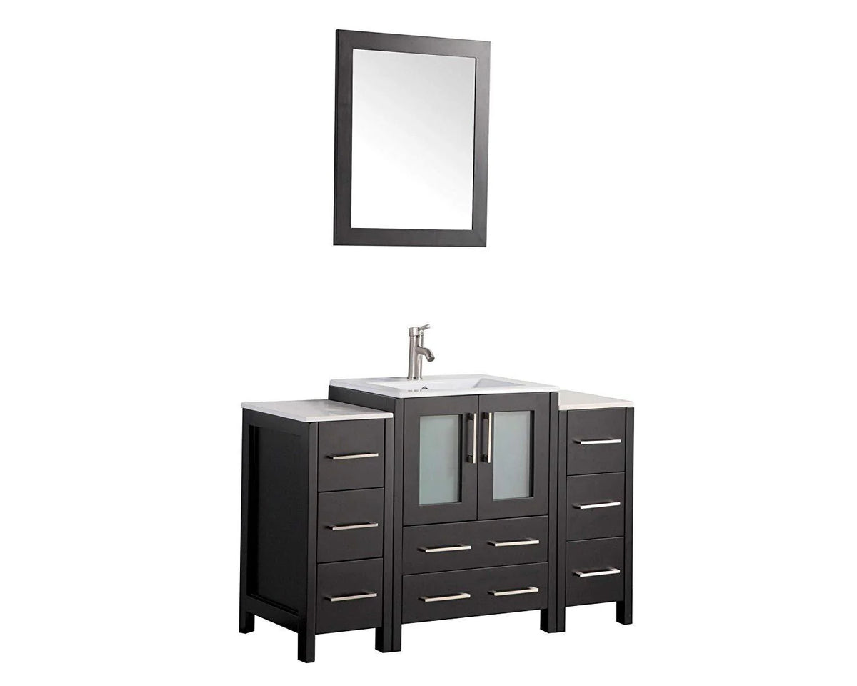 48 in. Single Sink Vanity Cabinet with Ceramic Sink & Mirror J93545