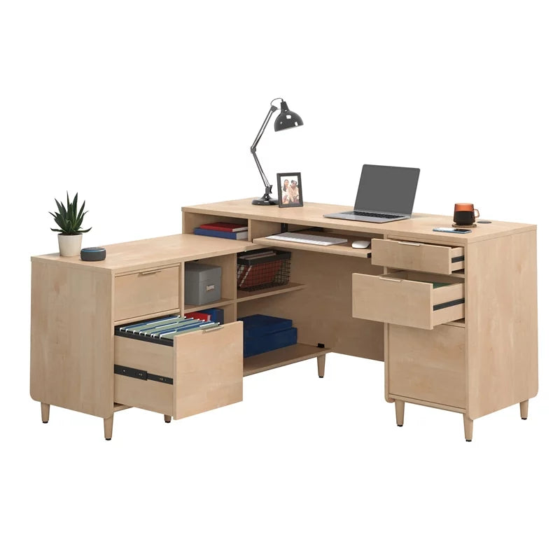 Contemporary L-Shaped Engineered Wood Desk X283556