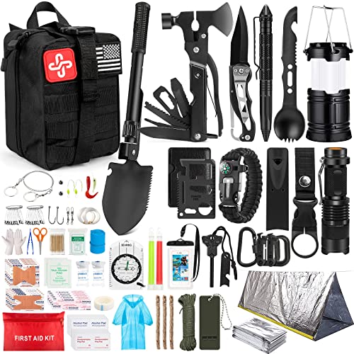 250Pcs Survival First Aid Kit with Molle Bag and Emergency Tent Q102
