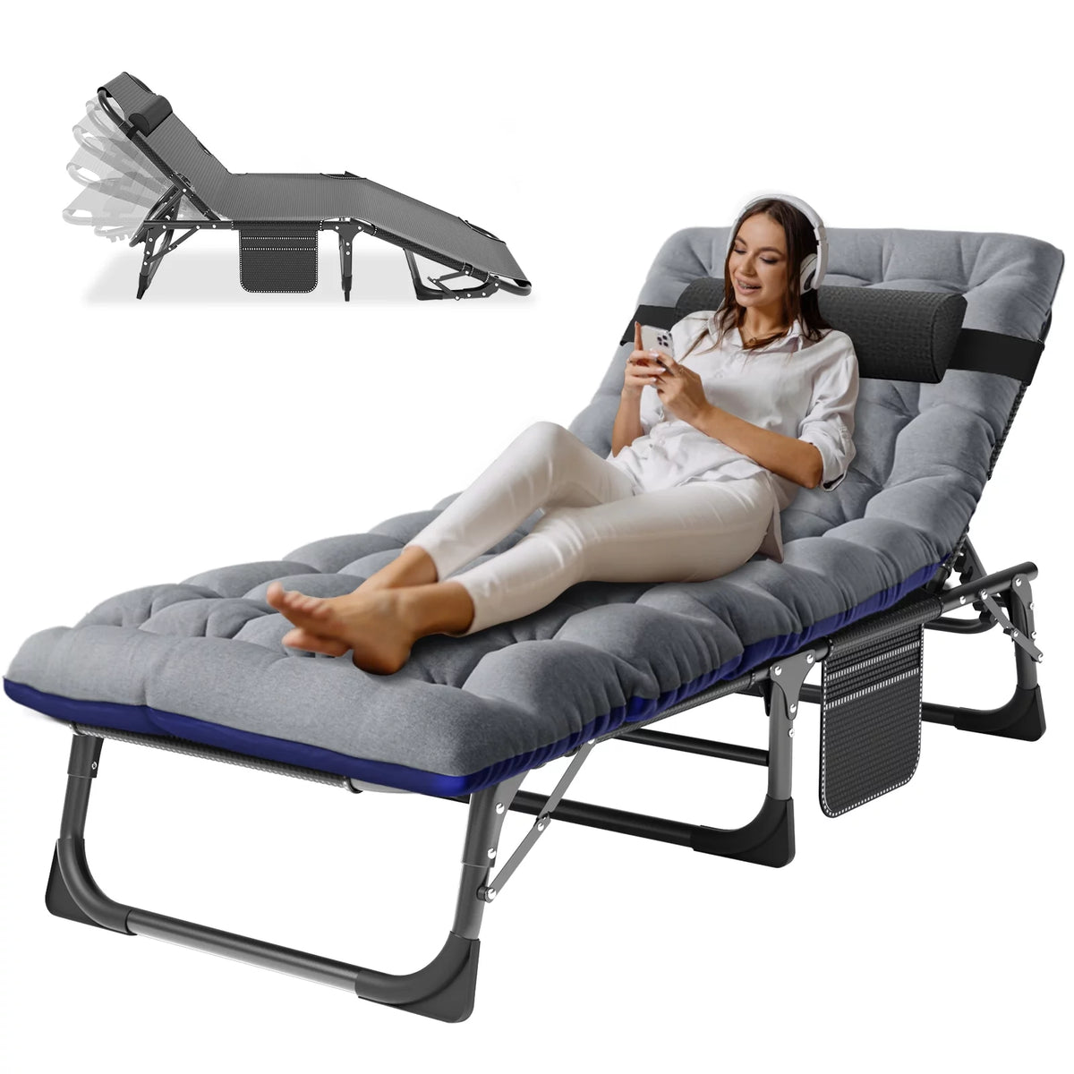 Folding Camping Cot with Mattress and Pillow F67812