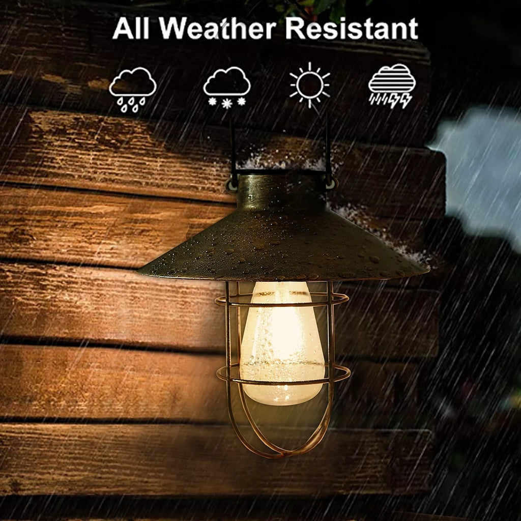 Metal Hanging Solar Lantern Waterproof with Edison Bulb O492