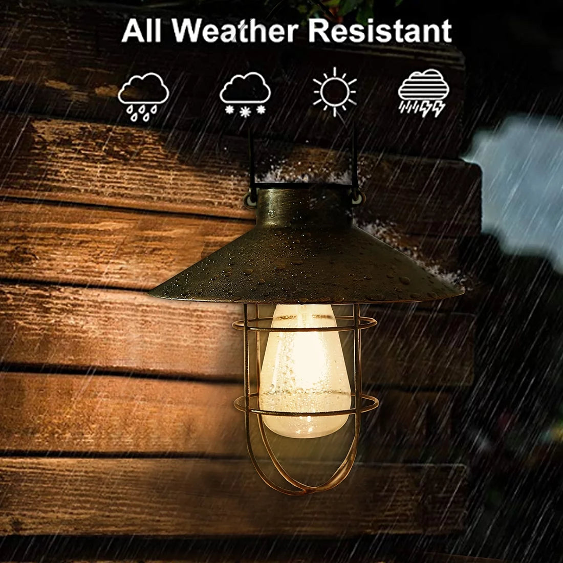 Metal Hanging Solar Lantern Waterproof with Edison Bulb O492