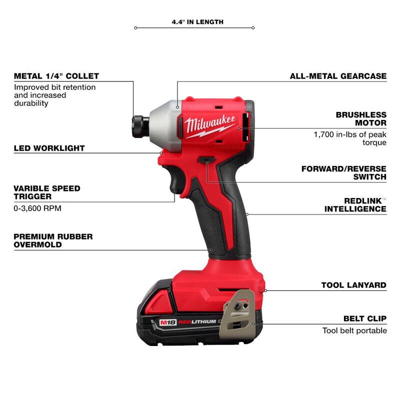 18V Lithium-Ion Brushless Cordless Compact Drill/Impact Combo Kit (2-Tool) F7289