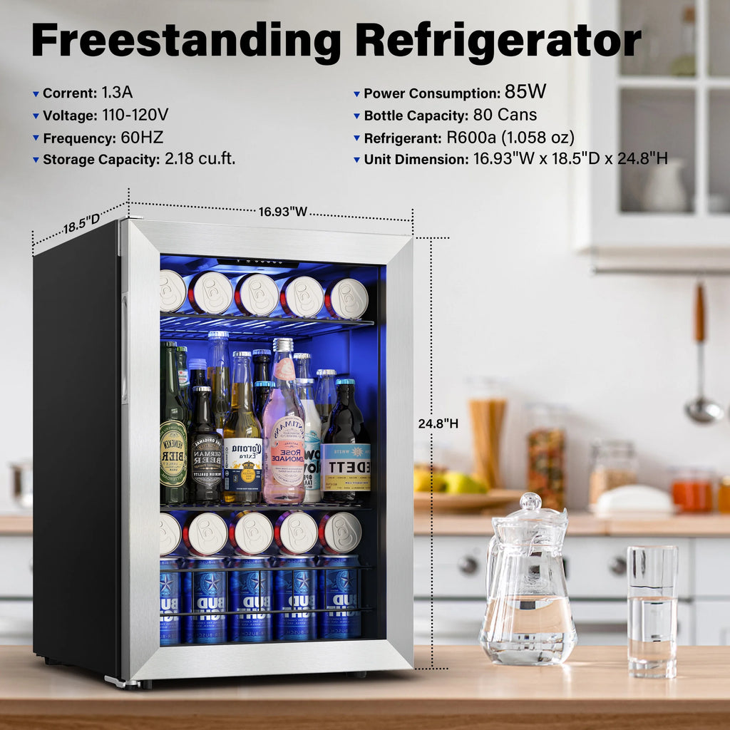 77-80 Can Mini Beverage Cooler with Glass Door H510