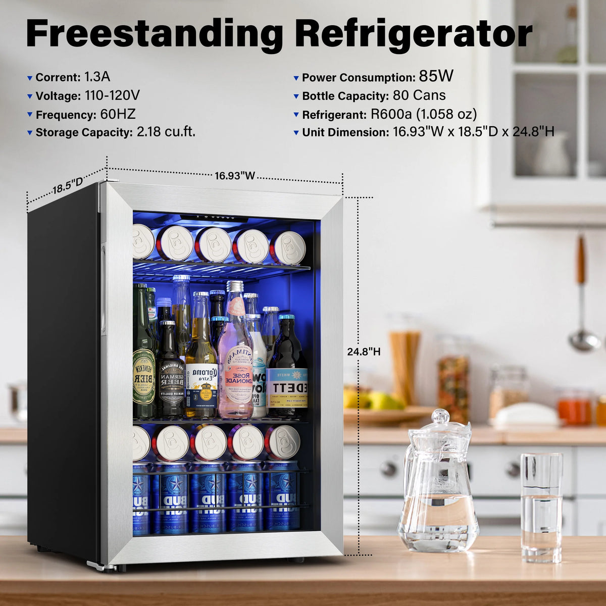 77-80 Can Mini Beverage Cooler with Glass Door H510
