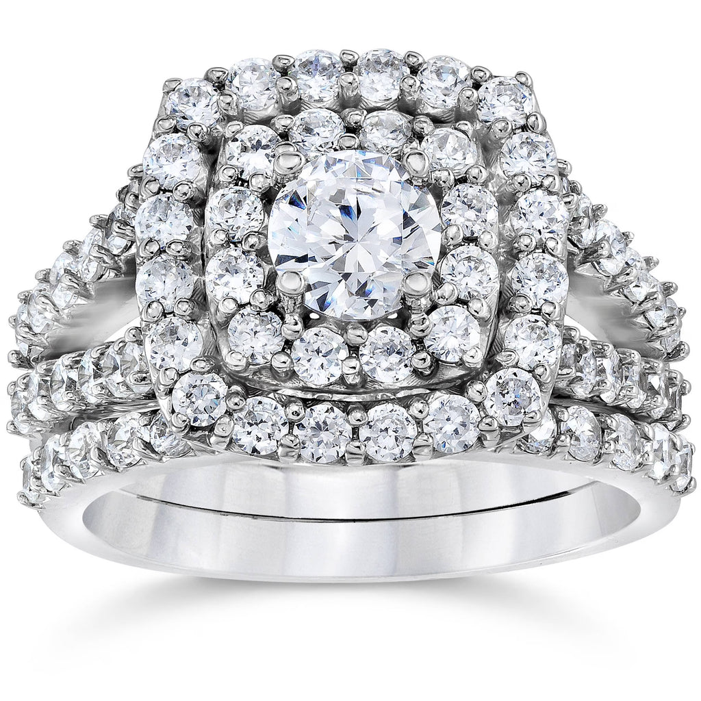2 Ct Diamond Engagement Halo Ring Set L364