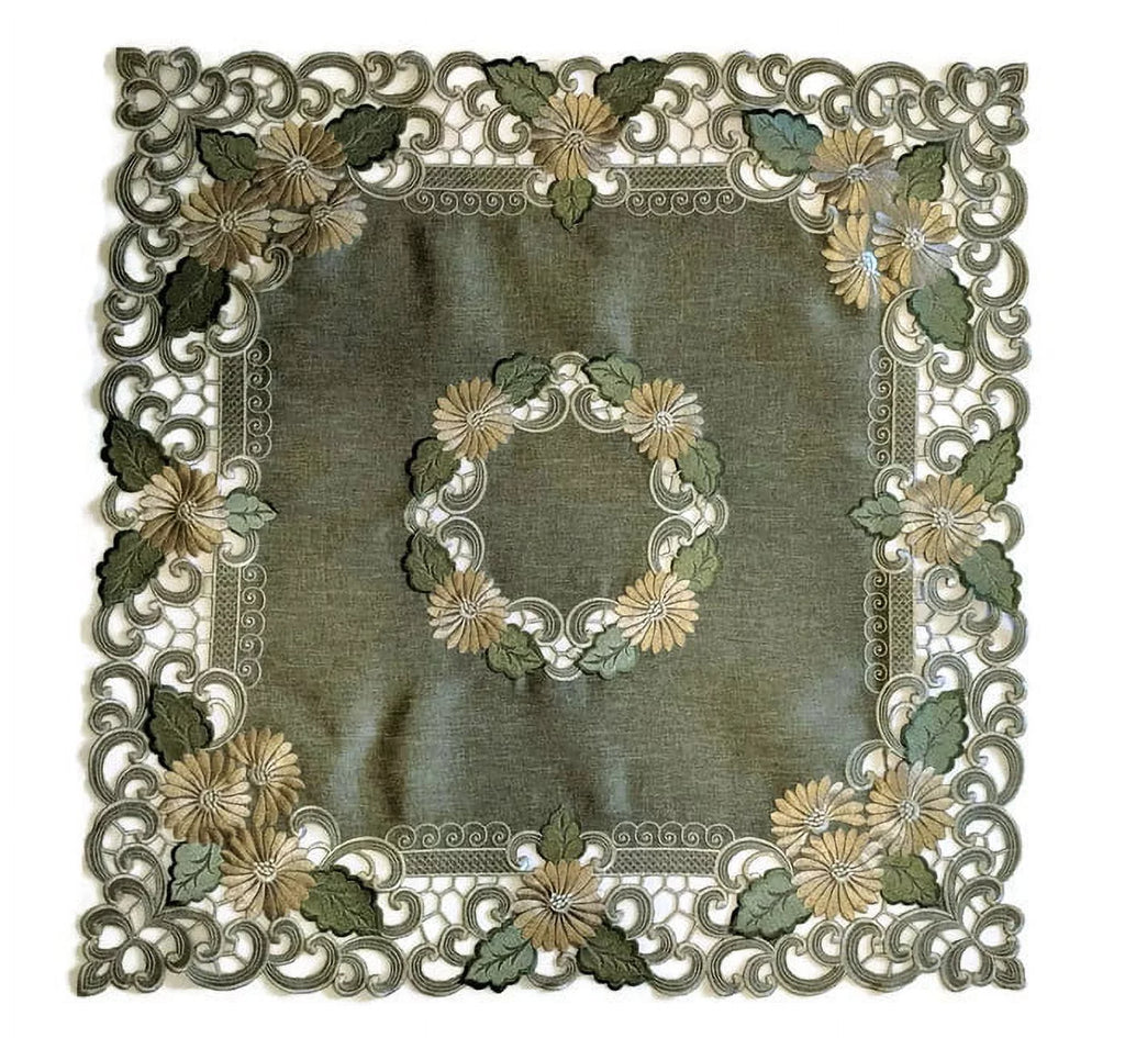 Square Embroidered Tablecloth or Table Topper 34 inches P771119