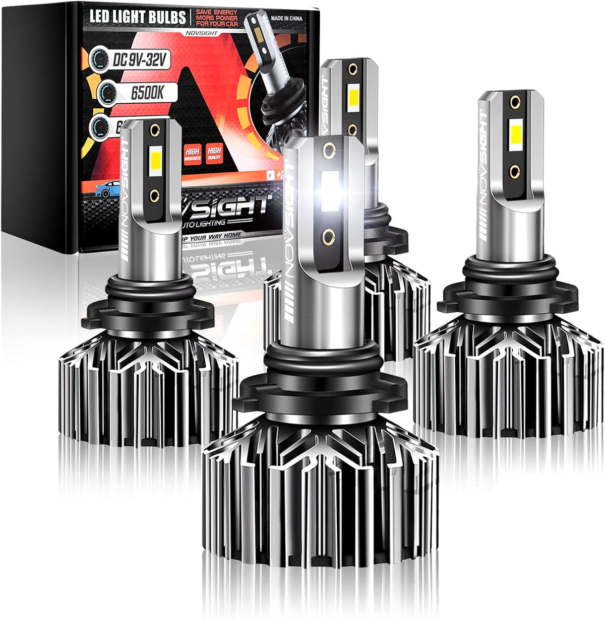9006/HB4 Low Beam 9005/HB3 High Beam 26000LM 120W LED Headlight Bulbs Combo, 6500K Cool White, Pack of 4 Pack of 2 E998