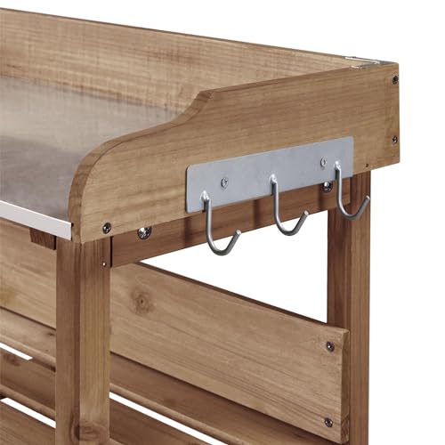 Fir Wood Potting Bench Table with 3 Tier Shelves F3645