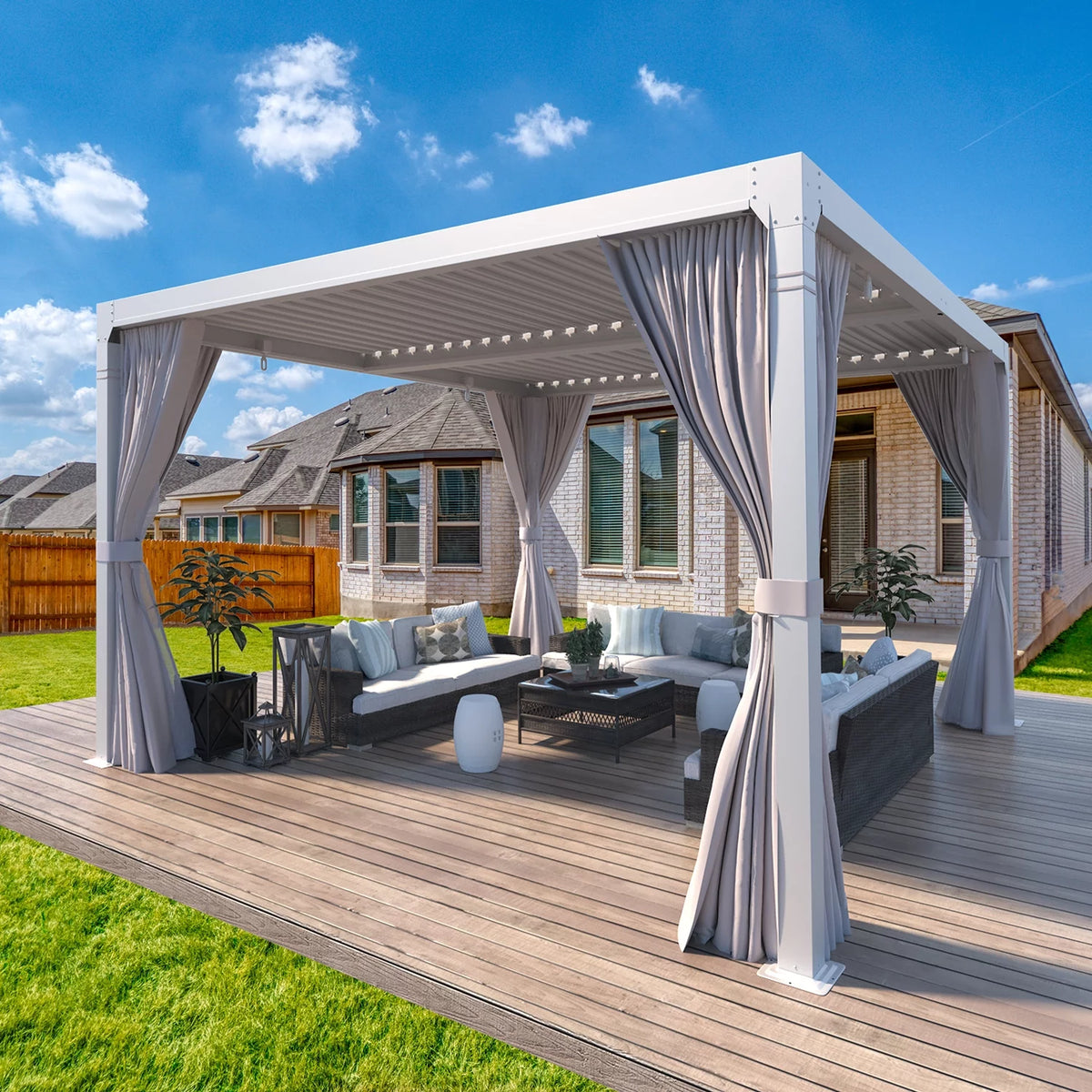 10'10' Outdoor Louvered Pergola with Adjustable Aluminum Roof I3998