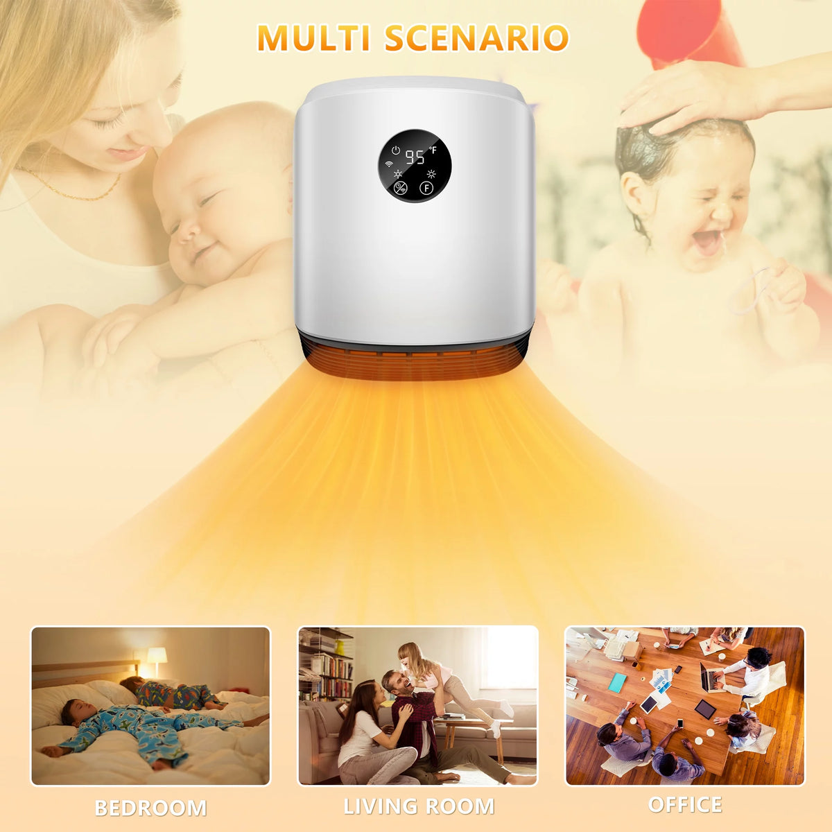 1500W Portable Wall Mounted Space Heater with Adjustable Thermostat G850