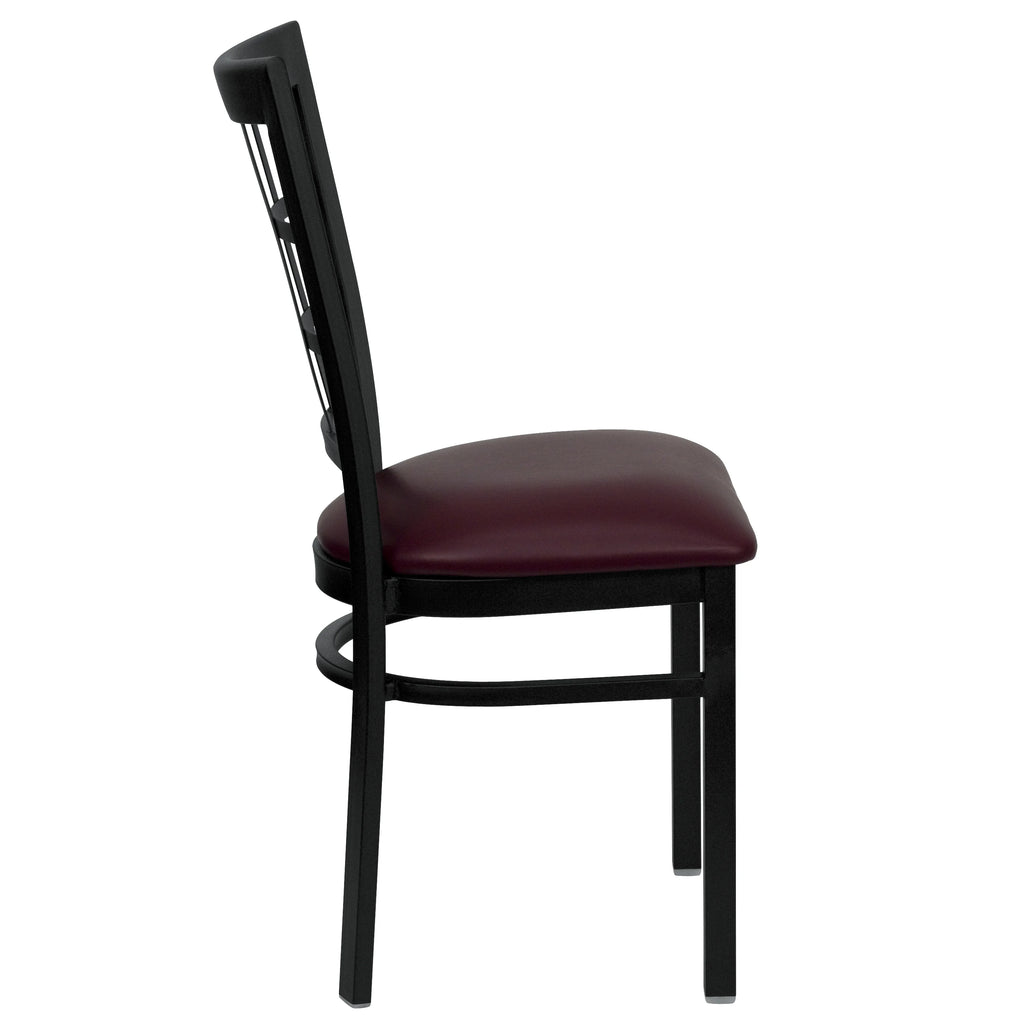 Burgundy Vinyl Seat Metal Restaurant Chair G2582