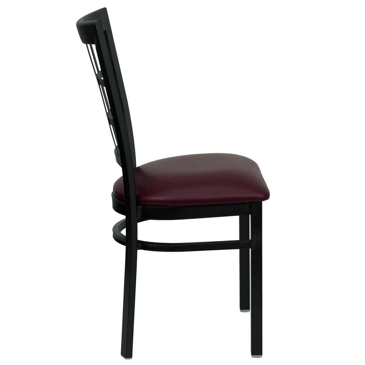 Burgundy Vinyl Seat Metal Restaurant Chair G2582