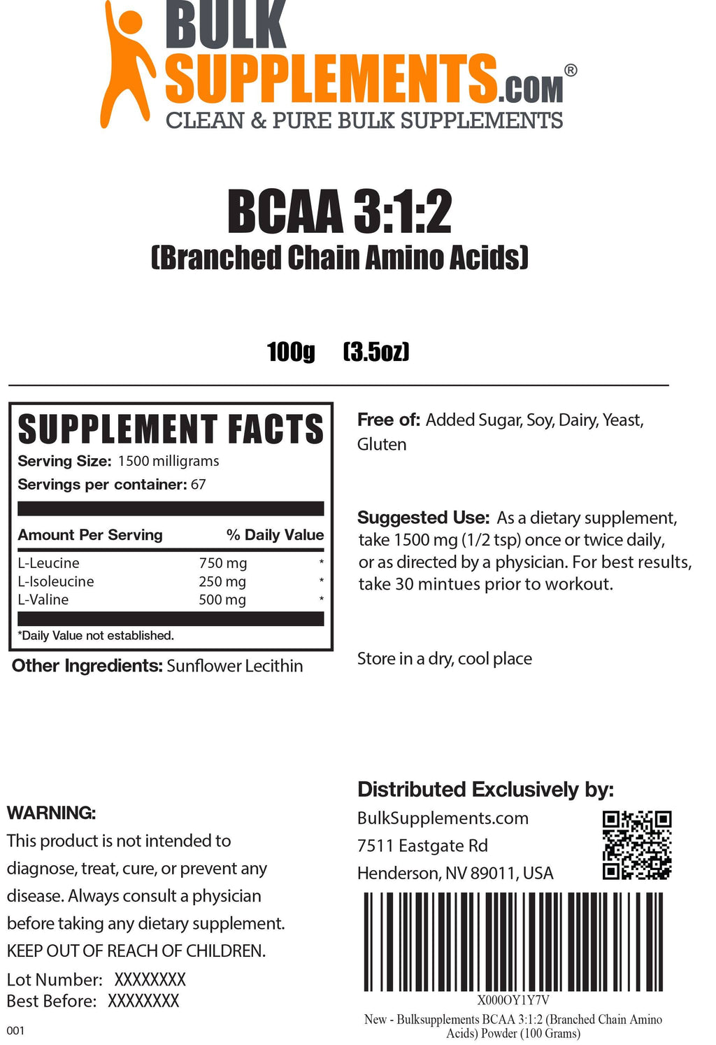 25kg Pure BCAA Powder B492434