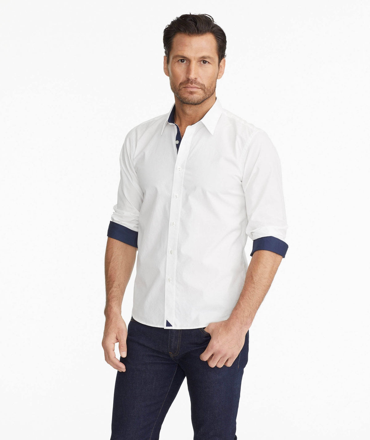 White Wrinkle Free Relaxed Fit Shirt W7513