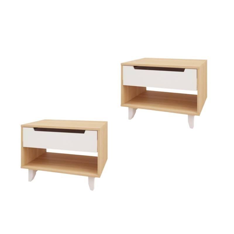 1 Drawer Night Stand White and Maple X7777