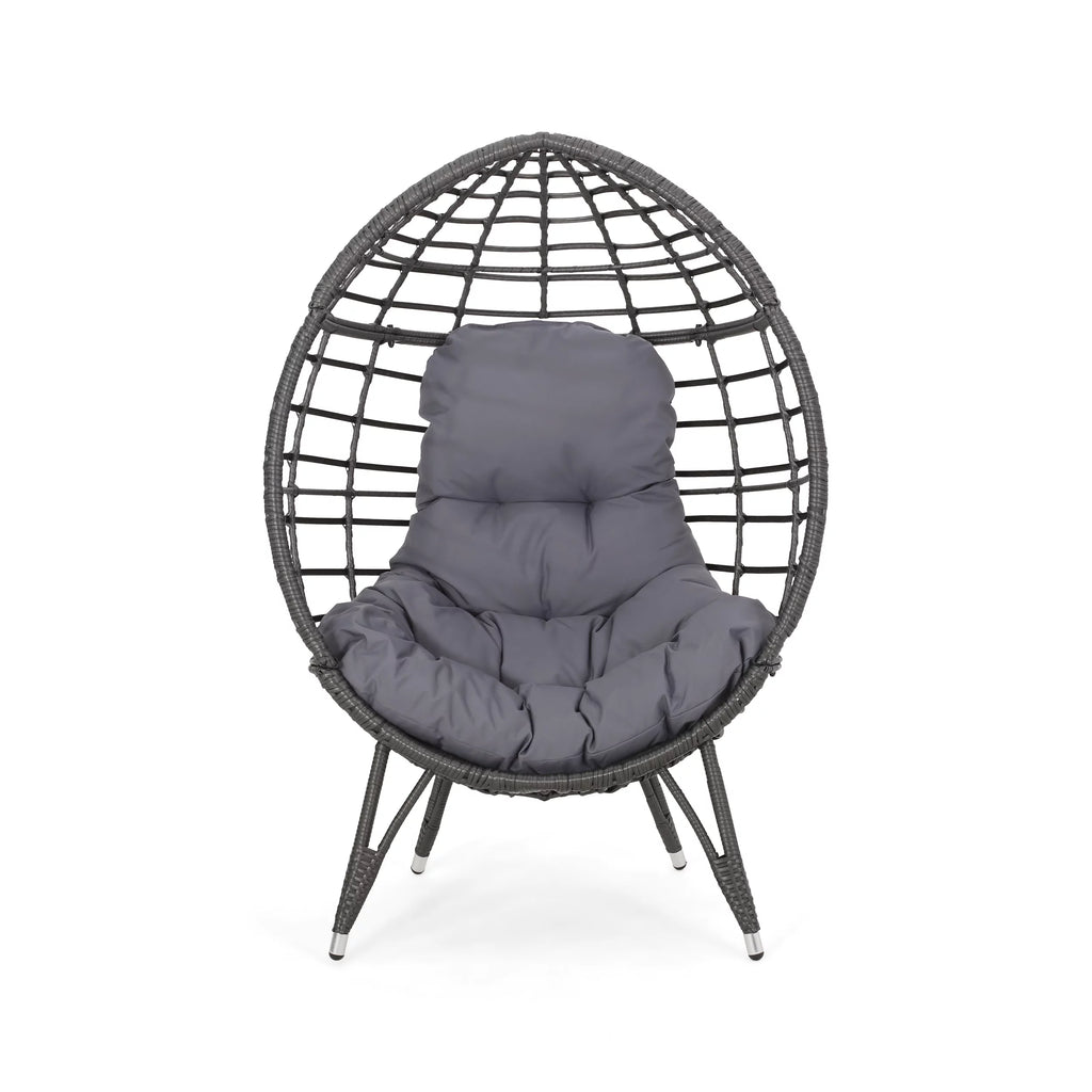 Outdoor Wicker Teardrop Chair in Gray and Dark Gray A171881