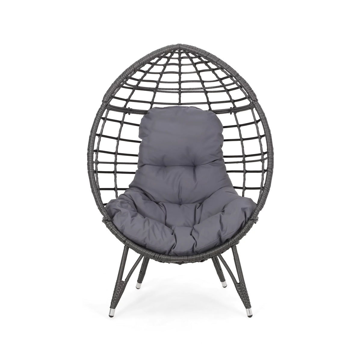 Outdoor Wicker Teardrop Chair in Gray and Dark Gray A171881