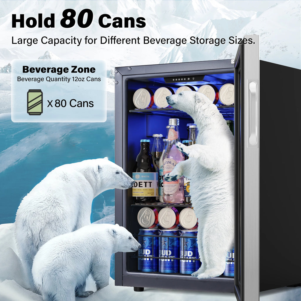77-80 Can Mini Beverage Cooler with Glass Door H510