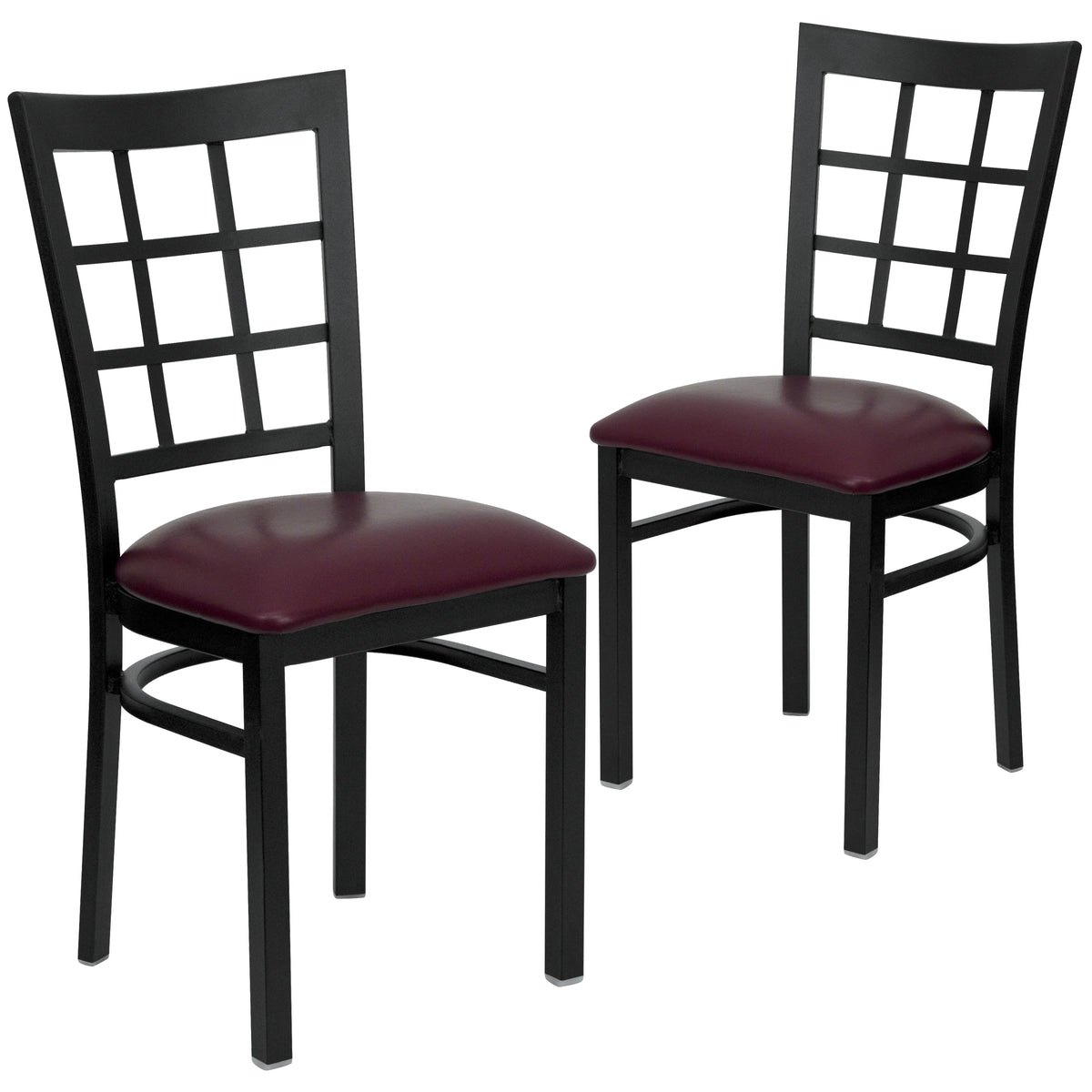 Burgundy Vinyl Seat Metal Restaurant Chair G2582