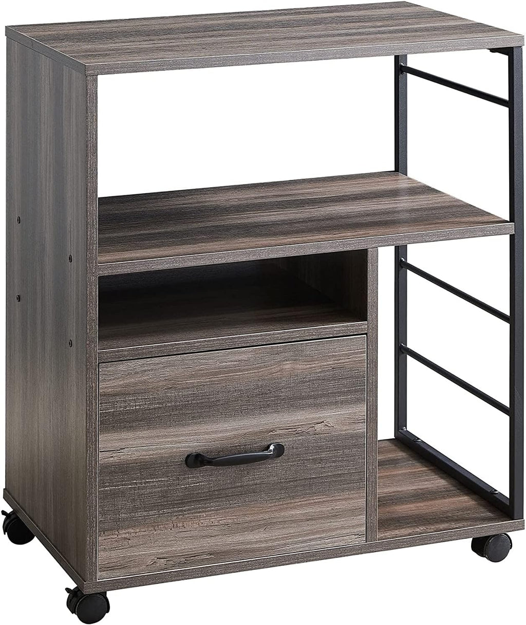 Retro Grey Mobile File Cabinet with Drawer B7122