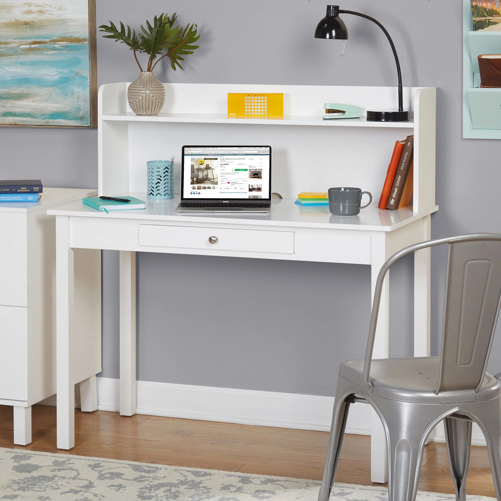 White MDF Desk with Hutch G3114