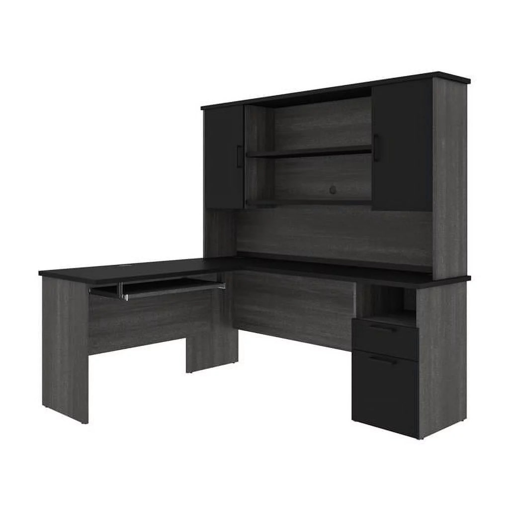 71W L-Shaped Desk with Hutch E623