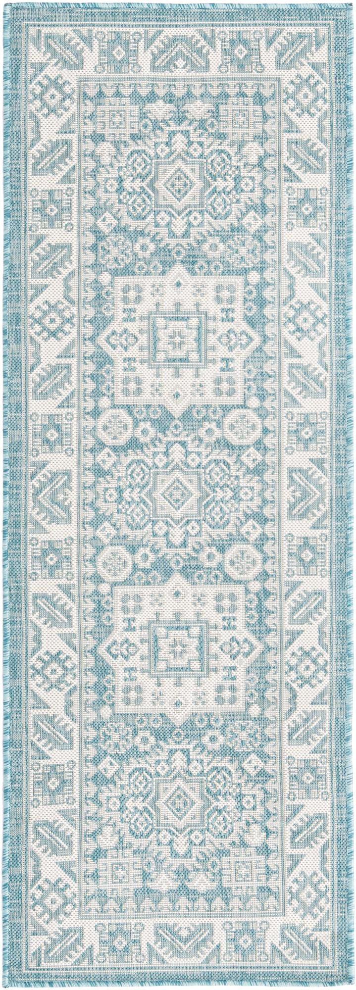 Aqua 6 Ft Runner Flatweave Rug S2420