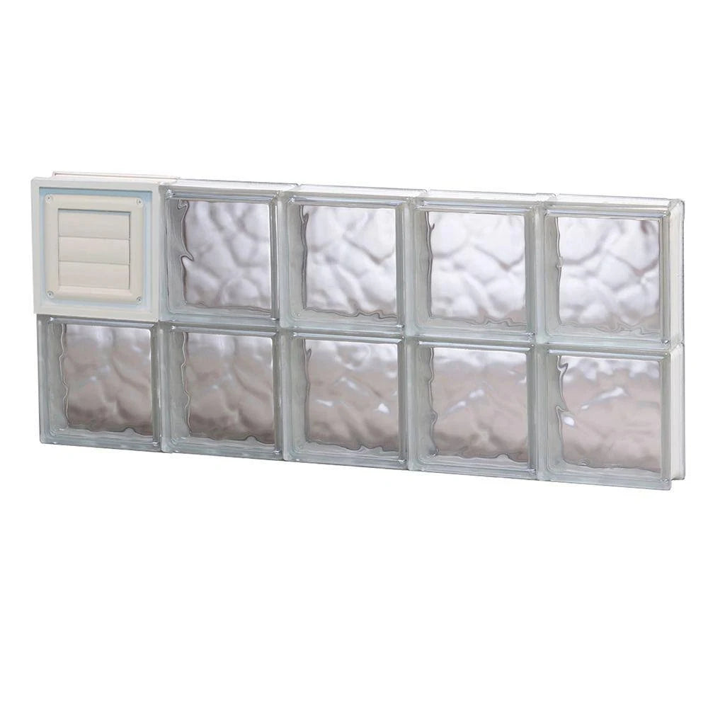 Frameless Wave Pattern Glass Block Window with Dryer Vent H490
