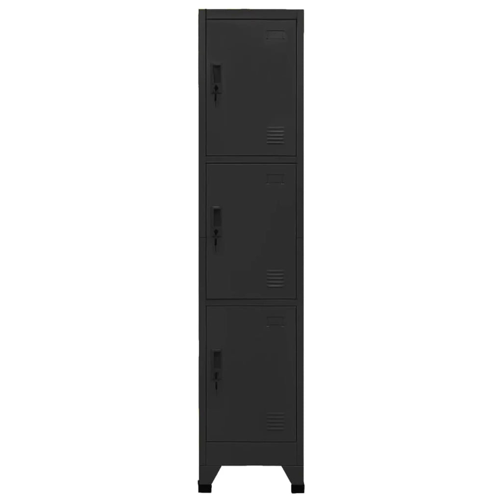 Black Steel Locker Cabinet with 3 Lockable Doors E322