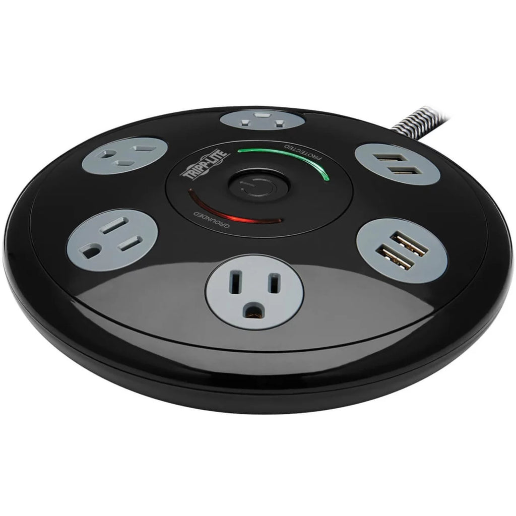Surge Protector with 4 Outlets & 4 USB-A Ports 6ft Cord Black M39475