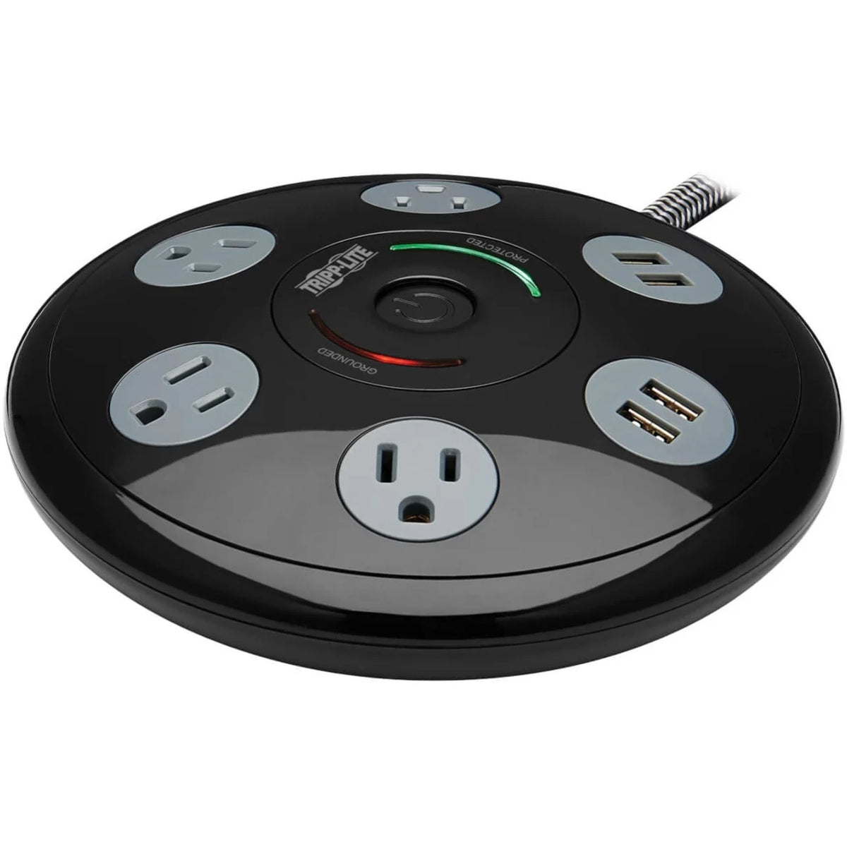 Surge Protector with 4 Outlets & 4 USB-A Ports 6ft Cord Black M39475