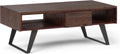 Distressed Charcoal Brown Solid Acacia Wood and Metal Rectangle Coffee Table Q54715